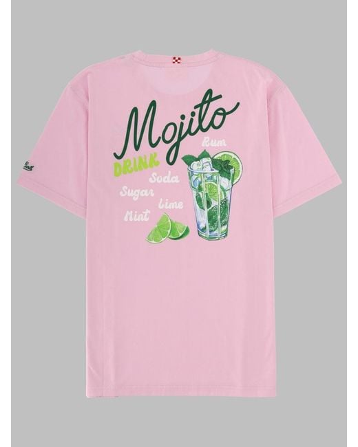 Mc2 Saint Barth Pink T Shirt Con Stampa