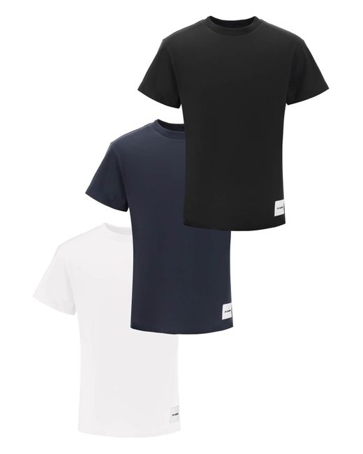 Tri-pack T-shirt in cotone organico di Jil Sander in Black da Uomo