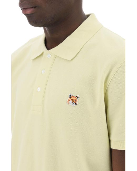 Maison Kitsuné "Fox Head Patch Polo Shirt" in Yellow für Herren