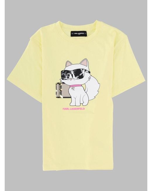 Karl Lagerfeld Yellow T Shirt Con Stampa