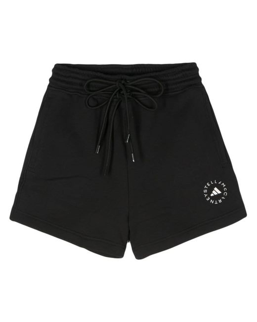 Adidas By Stella McCartney Black Logo Organic Cotton Shorts