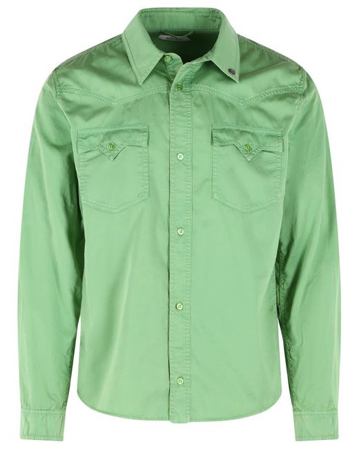 Camisa De Algodón Verde Versace de hombre de color Green