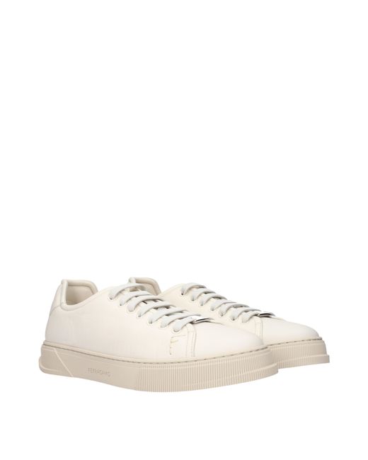 Ferragamo Natural Sneakers Bruce Leather/Mascarpone for men
