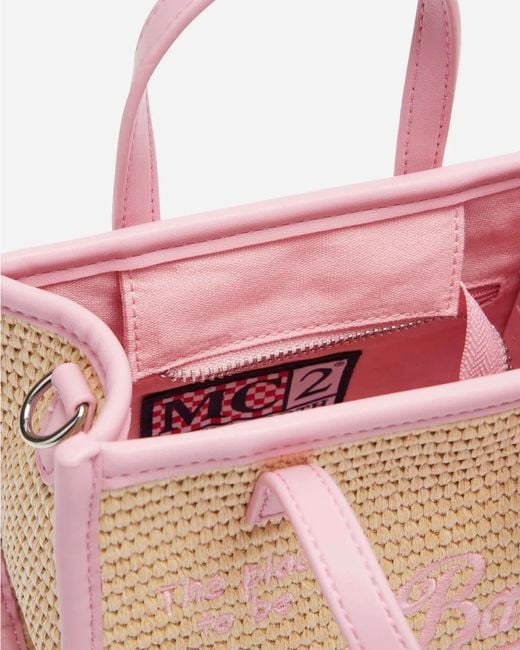 Mc2 Saint Barth Pink Borsa A Mano Vivian Mini Effetto Paglia