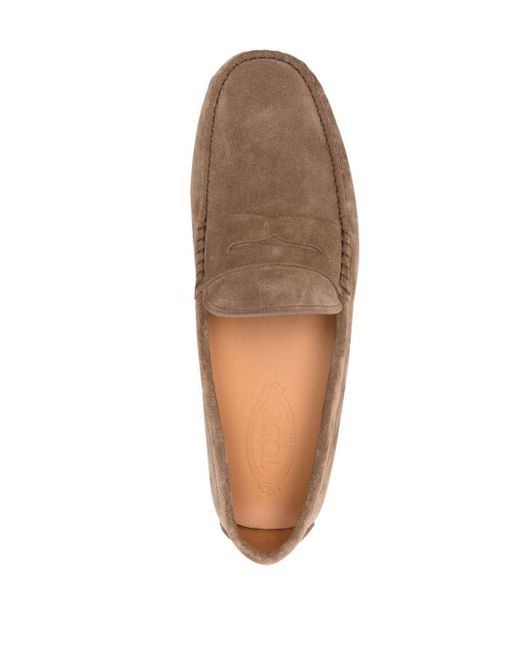 Tod's Brown Suede Rubber Driving Loafers