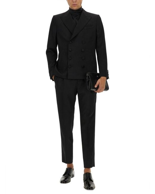 Dolce & Gabbana Black Classic Silk Blend Trousers for men