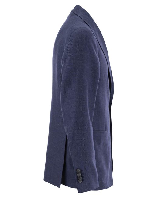 Tagliatore Wäsche und Virgin Wolle Zwei -Knopf -Jacke in Blue für Herren