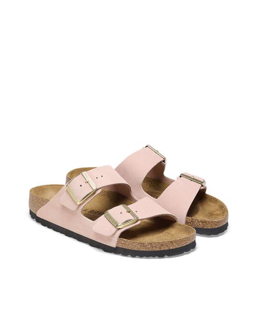Birkenstock Pink Ciabatta Arizona Suede Leather Light Calzata S