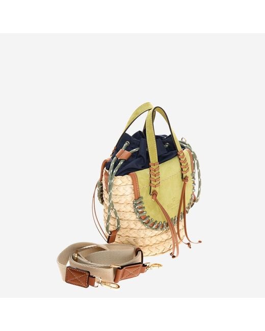 CUBA LAB Metallic Habanera Leather And Rafia Bag
