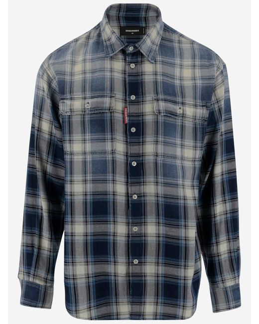DSquared² Baumwollhemd mit Scheckmuster in Blue für Herren