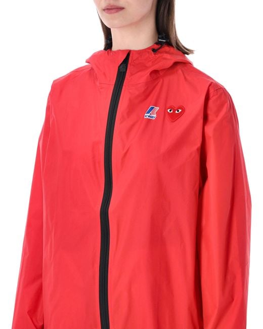 COMME DES GARÇONS PLAY Red Waterproof Hooded K-Way Nylon Jacket