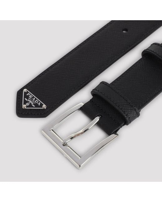 Prada Black Textured Buckle Belt for men