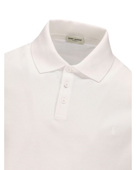 Saint Laurent White Organic Cotton Polo