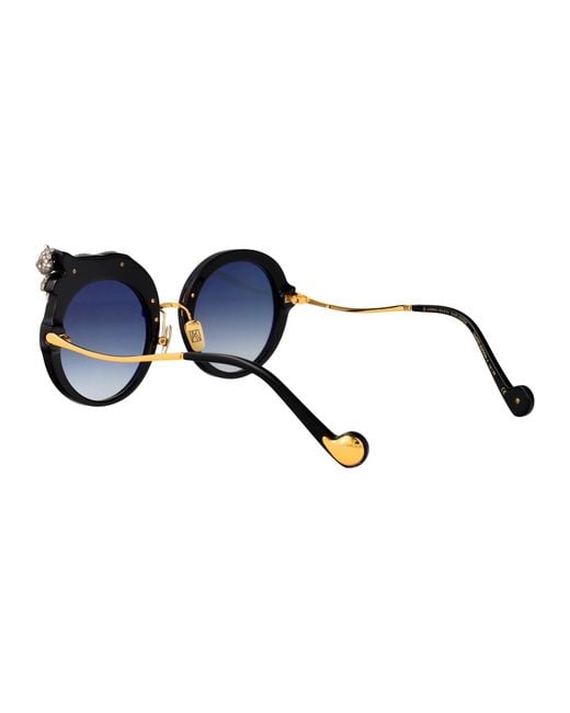 Anna Karin Karlsson Blue Round Sunglasses Rose Et La Roue Crystal Ice