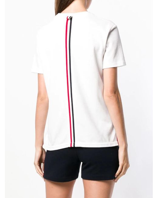 Thom Browne White Relaxed Fit Short Sleeve Tee W/ Center Back Rwb Stripe