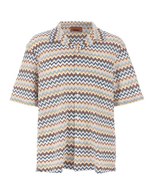 Camisa de 'zig zag' Missoni de hombre de color White