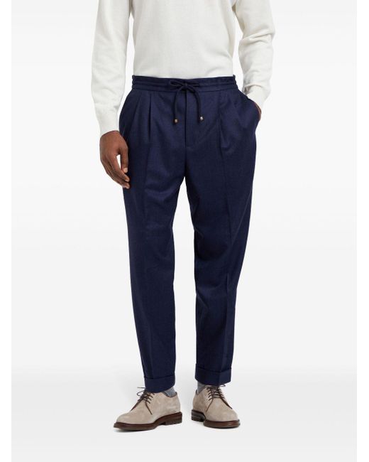 Brunello Cucinelli Blauwe Wollen Broek in het Blue voor heren