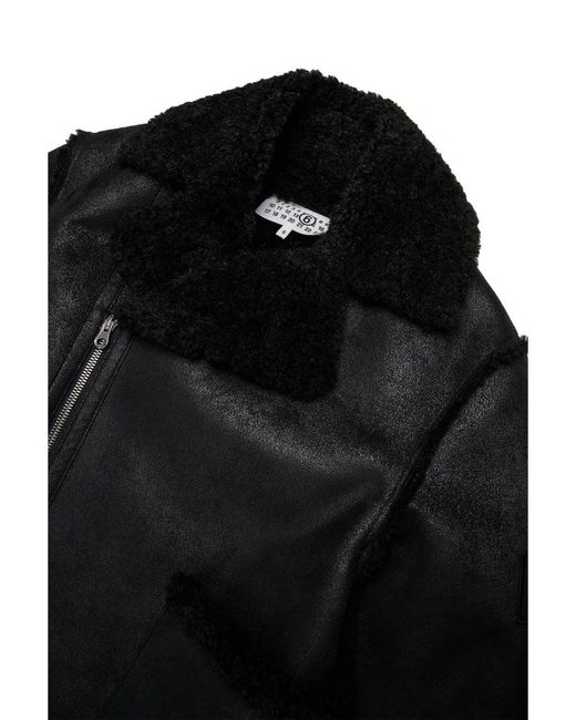 MM6 by Maison Margiela Black Shearling-Type Jacket With Teddy Details