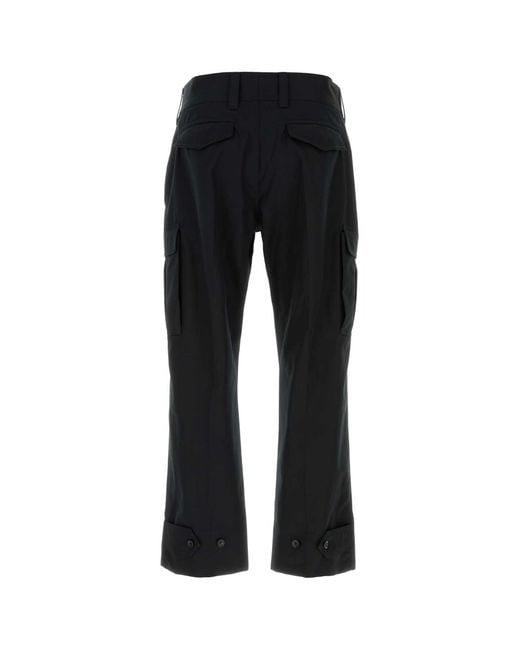 McQueen Black Cotton Cargo Pant for men