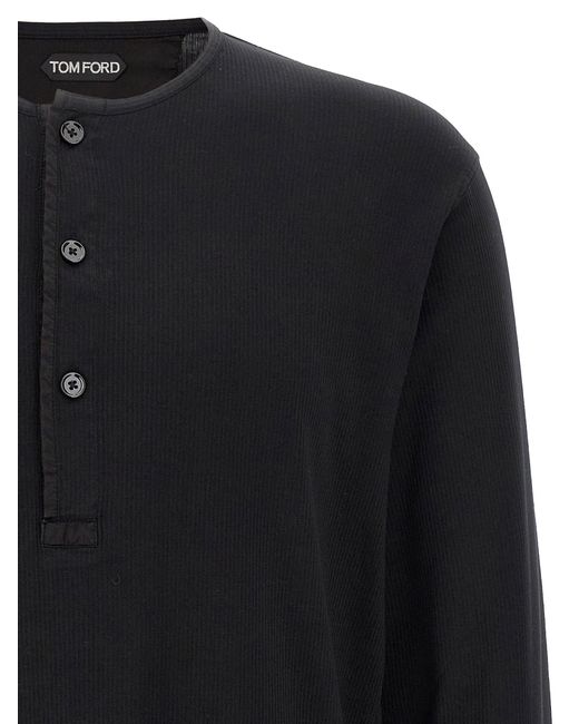 Tom Ford Ribbed Cotton T-Shirt in Black für Herren