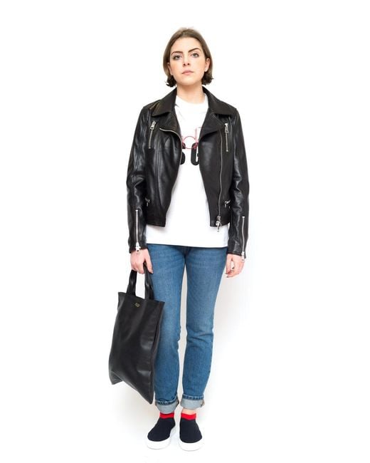LA ROSE Black Leather Shopping Bag