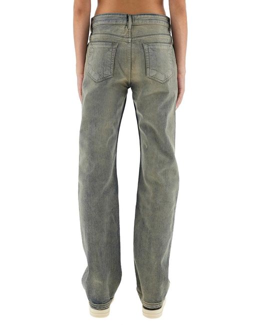 Rick Owens Green Straight Mid Rise Jeans