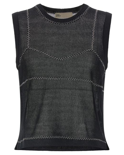 Tory Burch Mesh Top in het Black