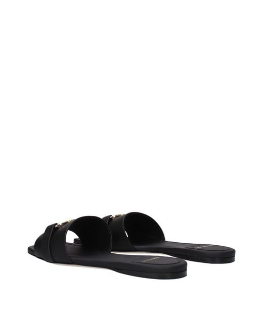 Ferragamo Black Leah Leather Flip Flops And Clogs