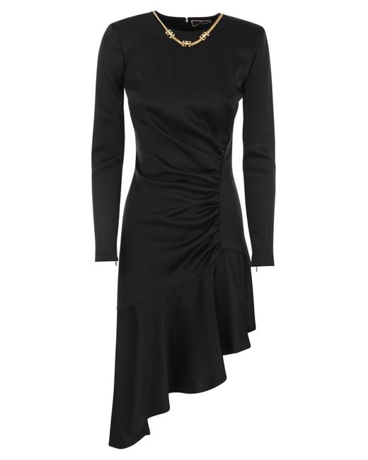 Vestido de cuello redondo asimétrico de Elisabetta Franchi de color Black