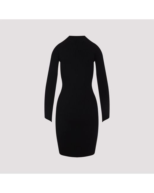 Courreges Cirkel Geribbelde Mini-Jurk in het Black