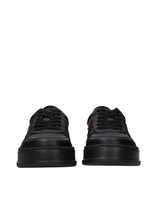 Gucci Black Leather Sneakers for men
