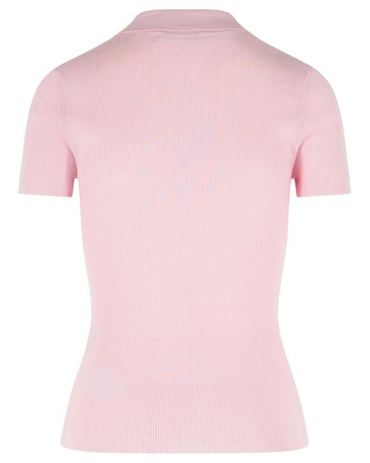 Max Mara Pink 'Albero' Virgin Wool Polo Shirt