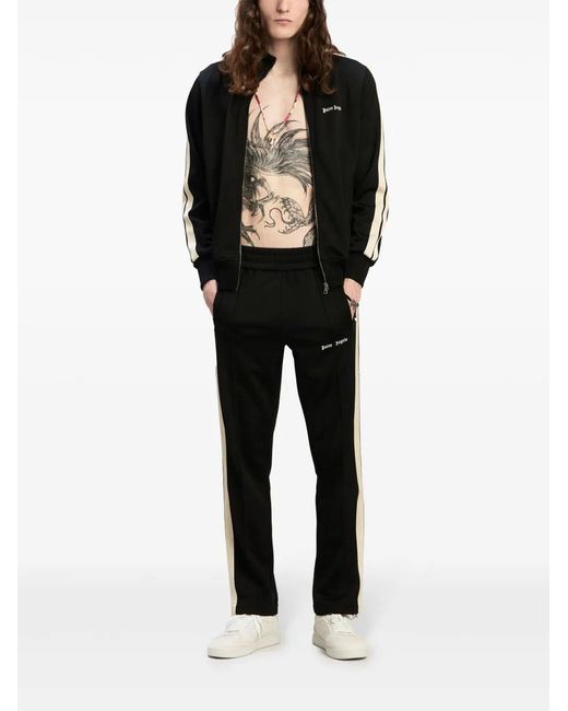 Palm Angels Black Classic Logo Track Jacket Off Wh