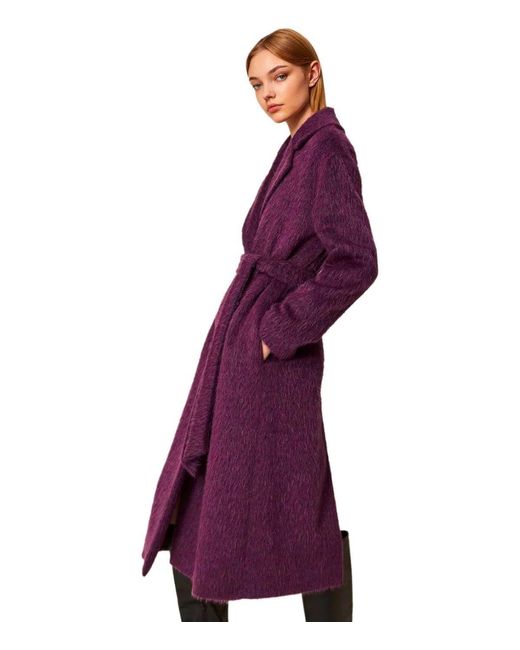 Twinset Purple Belted Coat