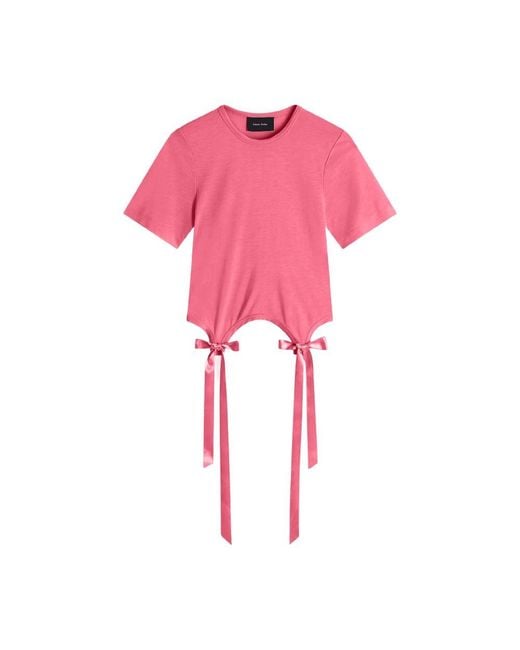 Simone Rocha Bow Tail Easy T-Shirt in het Pink