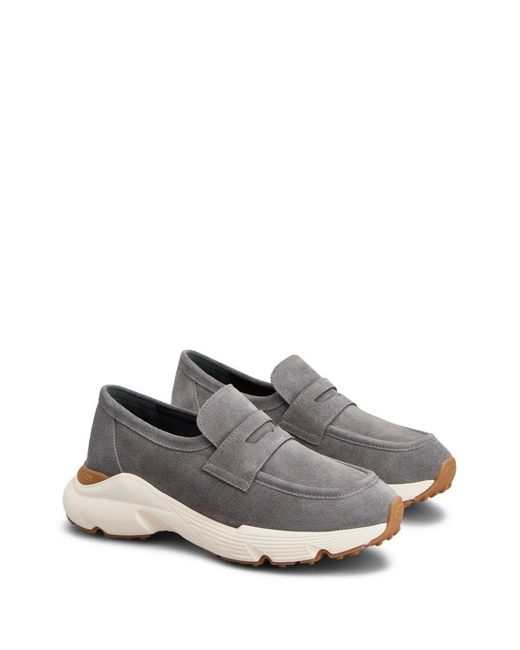 Tod's Gray Suede Leather Loafers
