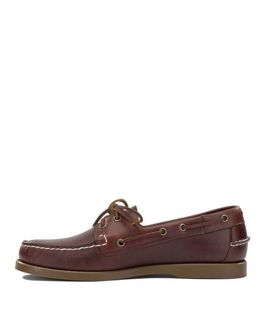 Sebago Brown "Dockside Portland Waxed" Lace-Up Loafers