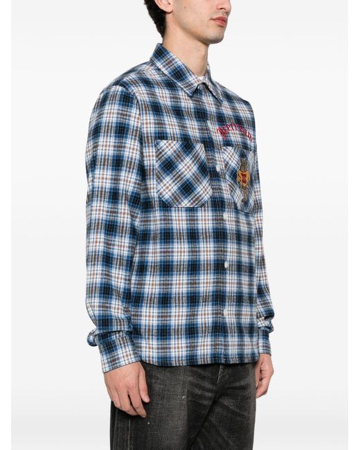 ICECREAM Blue Checked Cotton Shirt for men