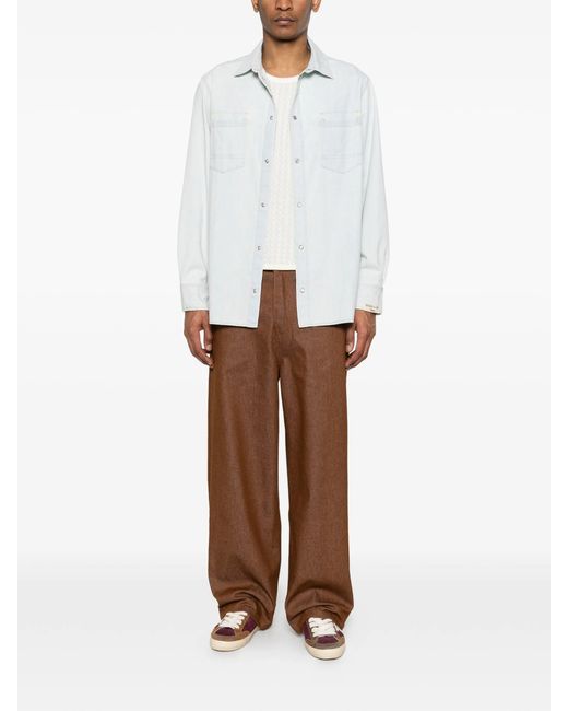 Golden Goose Deluxe Brand White Journey M's Over Shirt Pedro Pastel Full Sky Wash