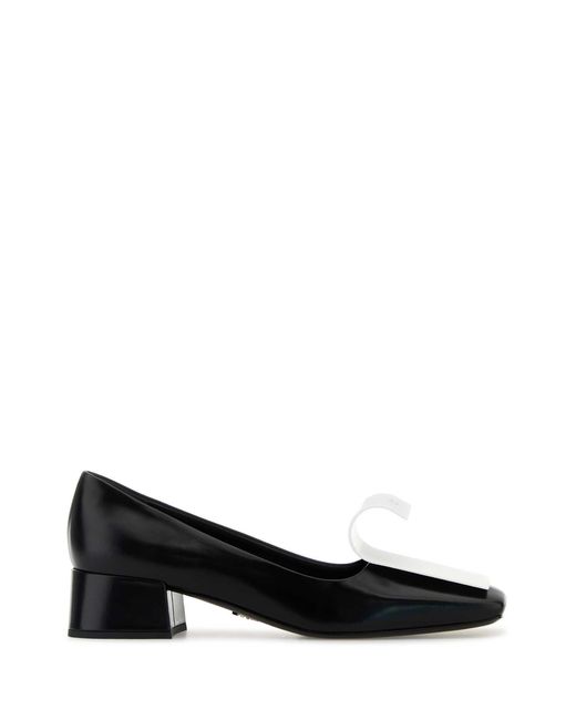 Prada Black Two-Tone Leather Pumps