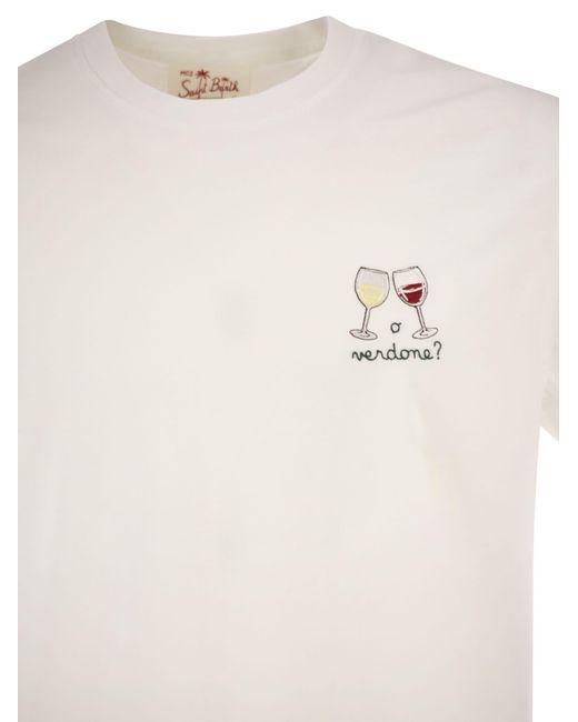 Mc2 Saint Barth White T Shirt With Embroidery On The Chest