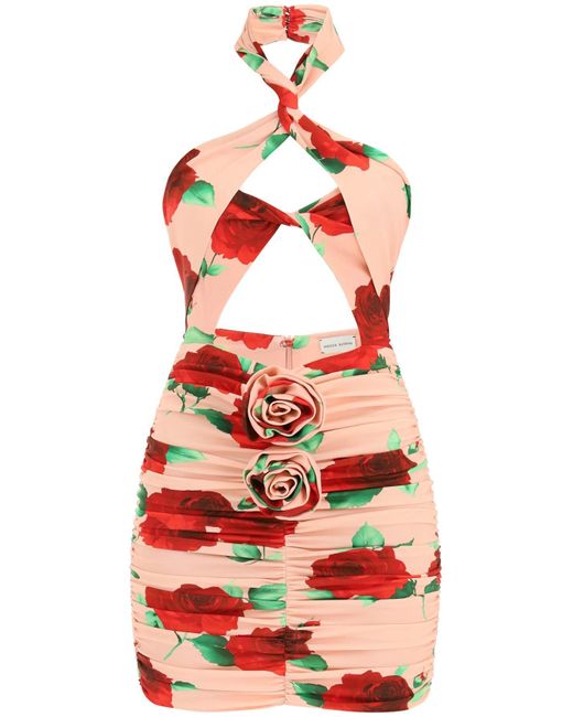 Mini-robe En Jersey À Imprimé Fleuri, Fronces Et Découpes Magda Butrym en coloris Red
