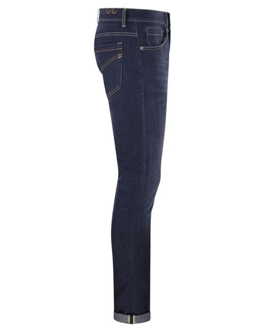 Dondup Blue George Skinny Fit Stretch Denim Jeans With Contrast Stitching