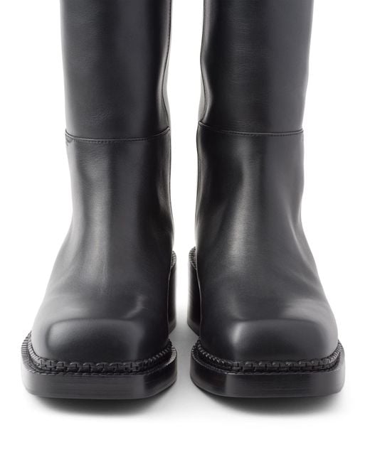 Prada Black Knee High 55Mm Leather Boots for men