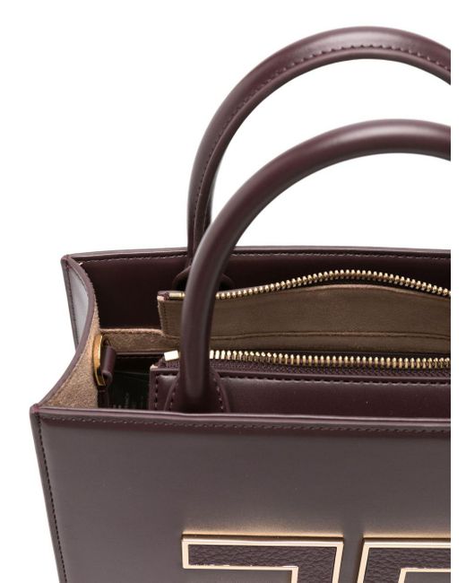 Elisabetta Franchi Brown Small Logo-Embossed Tote Bag