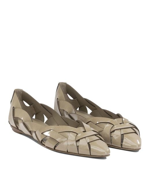 Roberto Del Carlo Brown Calf Leather Leather Ballerinas