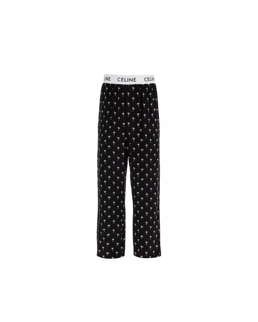 Céline Black Mini Palm Tree Pajama Pants for men