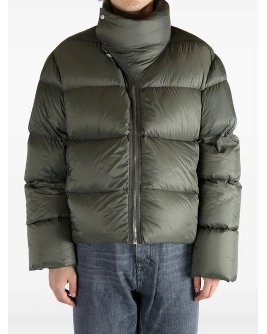 Rick Owens Asymmetric zip puffer jacket in Green für Herren