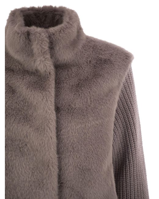 Herno Brown Kunstpelzjacke