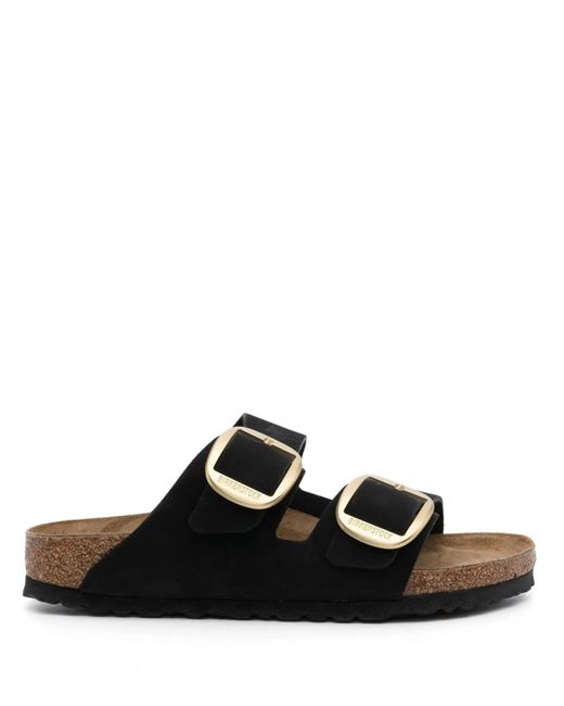 Birkenstock Black Arizona Big Buckle, Nubuck Leather for men